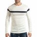 Лек мъжки бял пуловер в рокерски стил it261018-100 2