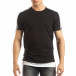 Черна мъжка тениска с бяло удължение it150419-83 3