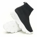 Дамски черни маратонки тип чорап с бяла подметка it281019-1 4