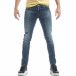 Сини мъжки Washed Jeans с кръпки it040219-10 2