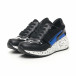 Дамски черни маратонки с лачени и сини детайли it281019-14 4