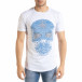 Бяла мъжка тениска с принт и камъчета iv080520-49 2