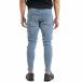 Slim fit мъжки сини дънки с прокъсвания и кръпки tr050620-4 4