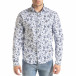 Slim fit бяла мъжка риза флорален десен tr240420-37 2