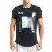 Мъжка черна тениска с цип и сребрист принт tr080520-1 3