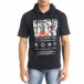 Черна мъжка тениска с принт и качулка tr080520-11 2