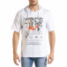 Бяла мъжка тениска с принт и качулка tr080520-12 2