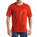 Червена мъжка тениска с принт tr110320-37 2