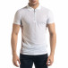 Slim fit бяла мъжка тениска с яка и цип tr110320-21 2