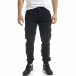 Мъжки черен карго панталон с ластик на крачолите tr240420-30 2