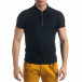 Slim fit черна мъжка тениска с яка и цип tr110320-22 2