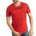 Червена мъжка тениска с ръкописен принт tsf190219-15 2