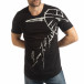 Черна мъжка тениска с ръкописен принт tsf190219-16 2