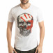 Бяла мъжка тениска с релефен череп tsf190219-19 2