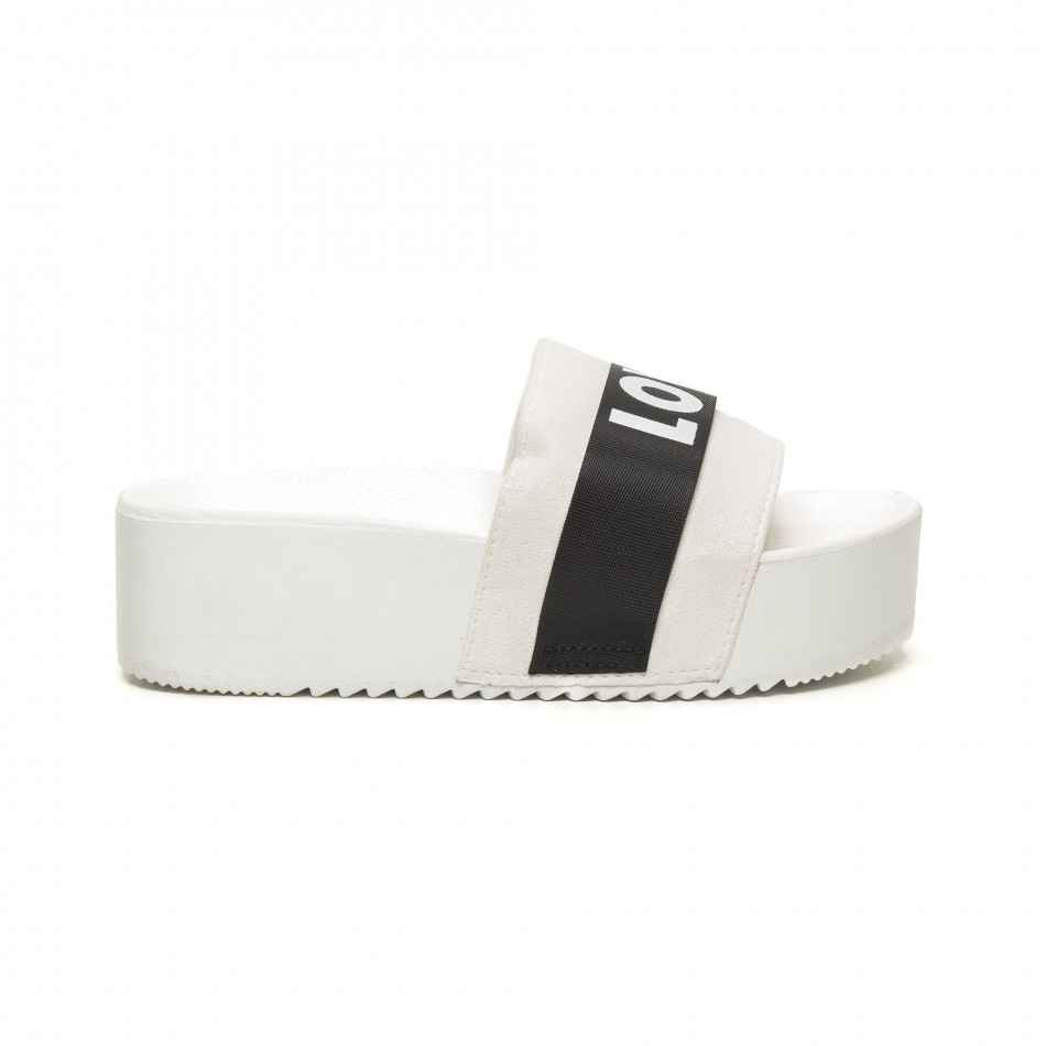 Γυναικείες λευκές παντόφλες Sweet Shoes