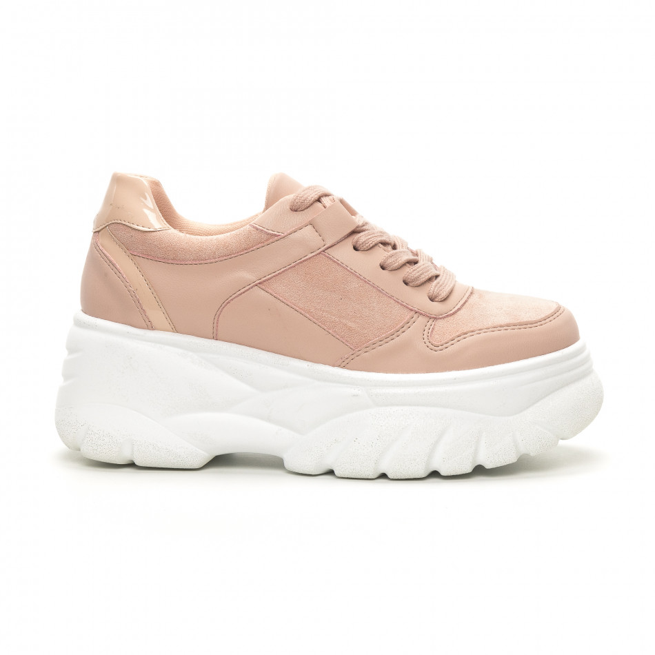 Γυναικεία ροζ sneakers με πλατφορμα SDS