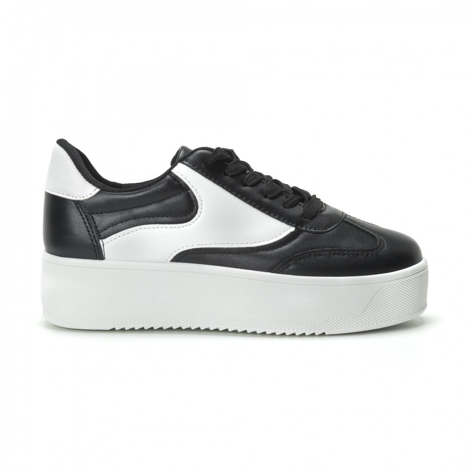 Γυναικεία μαύρα sneakers με πλατφόρμα κλασικό μοντέλο