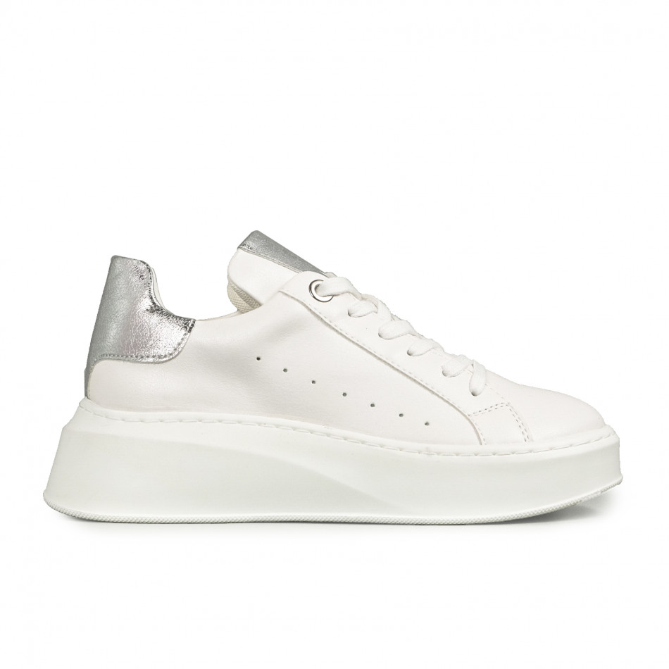Γυναικεία λευκά sneakers με πλατφορμα AB2301