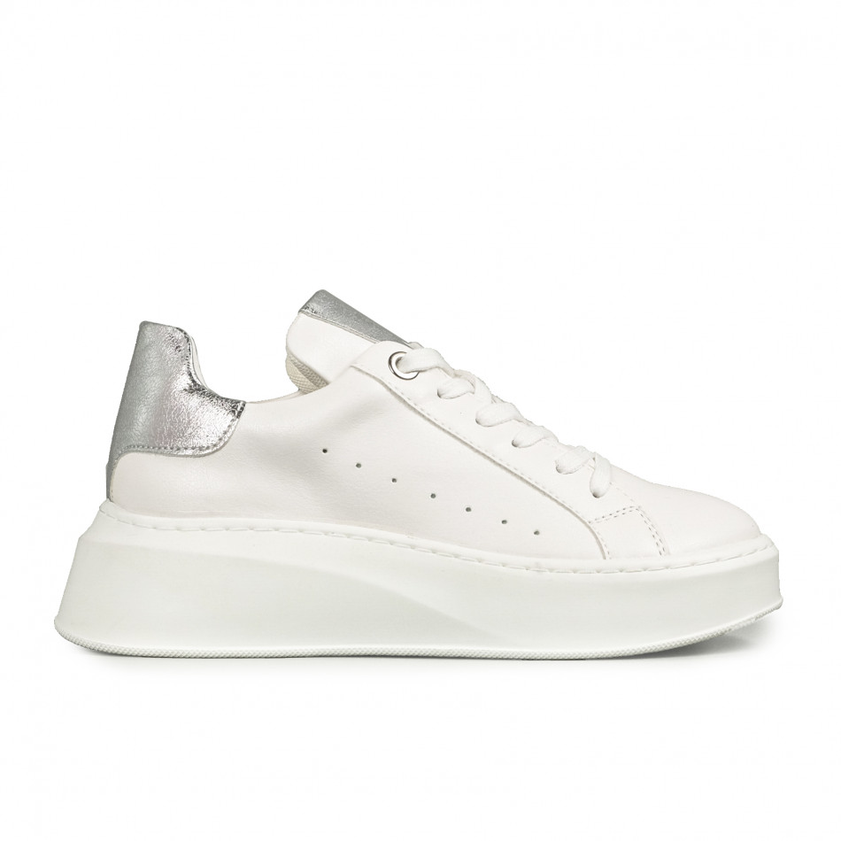 Γυναικεία λευκά sneakers με πλατφορμα FM
