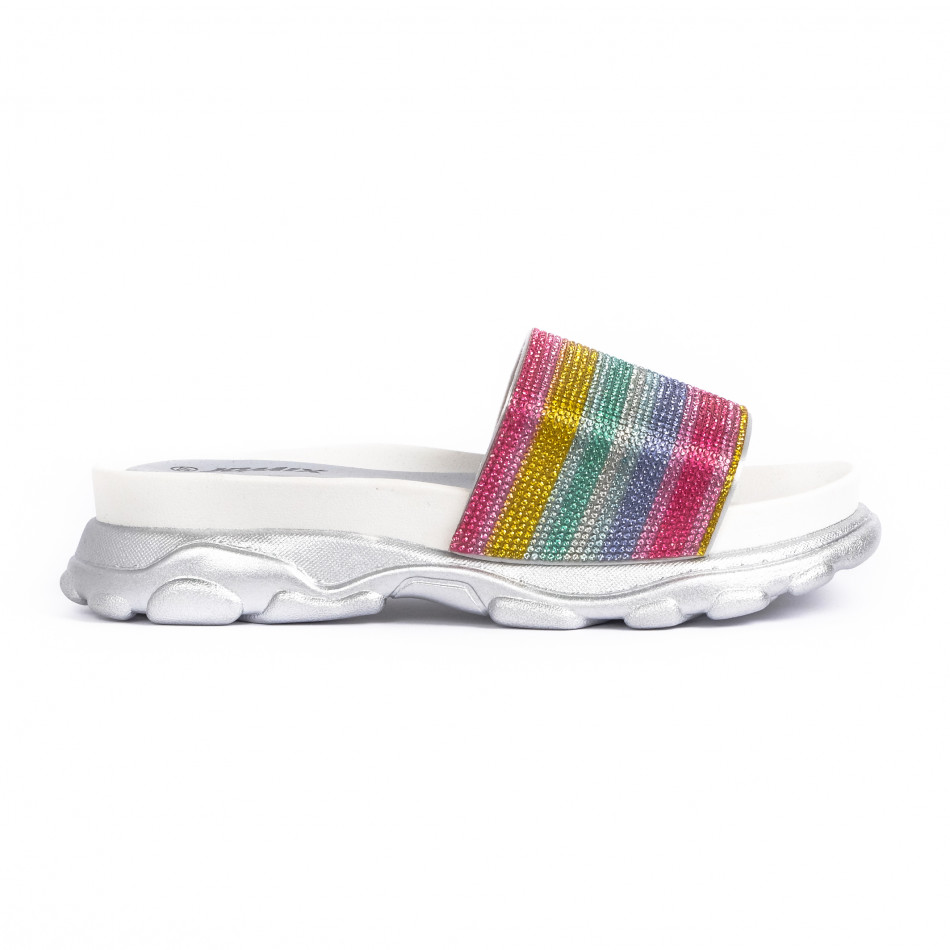 Γυναικείες σαγιονάρες Rainbow Chunky ασήμι