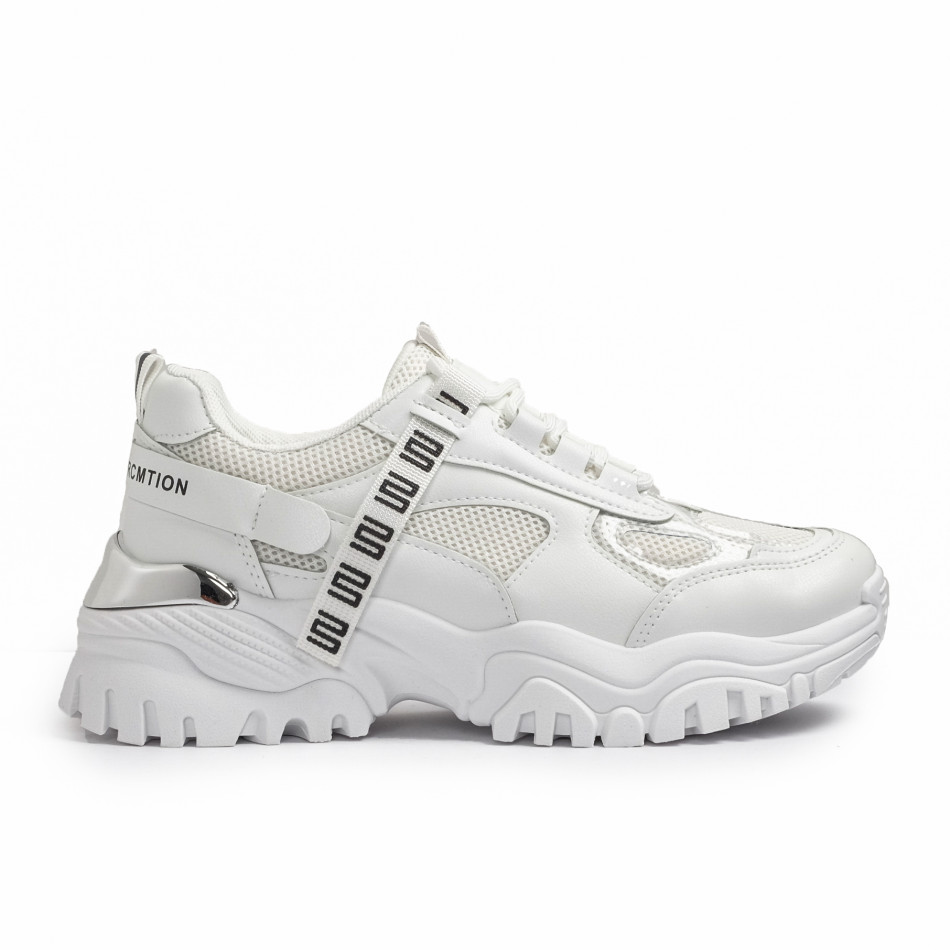 Γυναικεία λευκά Chunky sneakers με δίχτυ
