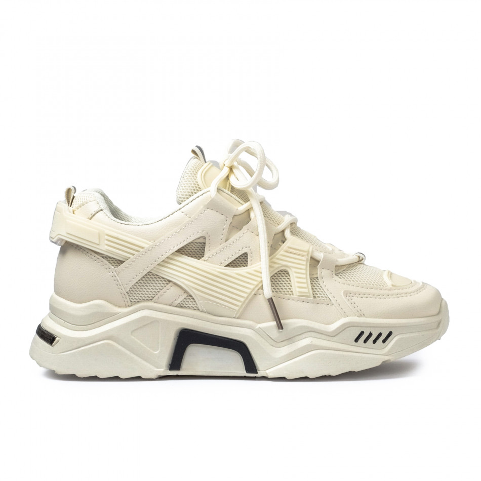 Γυναικεία μπεζ Chunky sneakers με δίχτυ