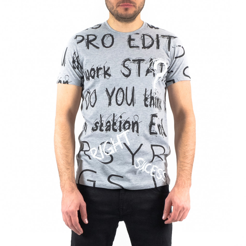 Ανδρικά ρούχα Fashionmix - ΣΗΜΑΝΤΙΚΟ: Σε περίπτωση διαφοράς τιμής από το κατάστημα ισχύει παντα και μόνο η τιμή του καταστήματος Ανδρική γκρι κοντομάνικη μπλούζα Lagos 21217