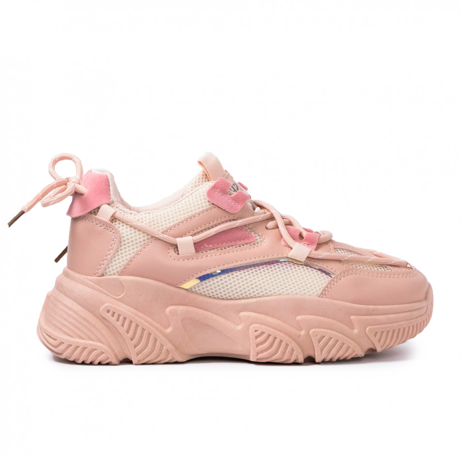 Γυναικεία ροζ Chunky sneakers με δίχτυ 86350