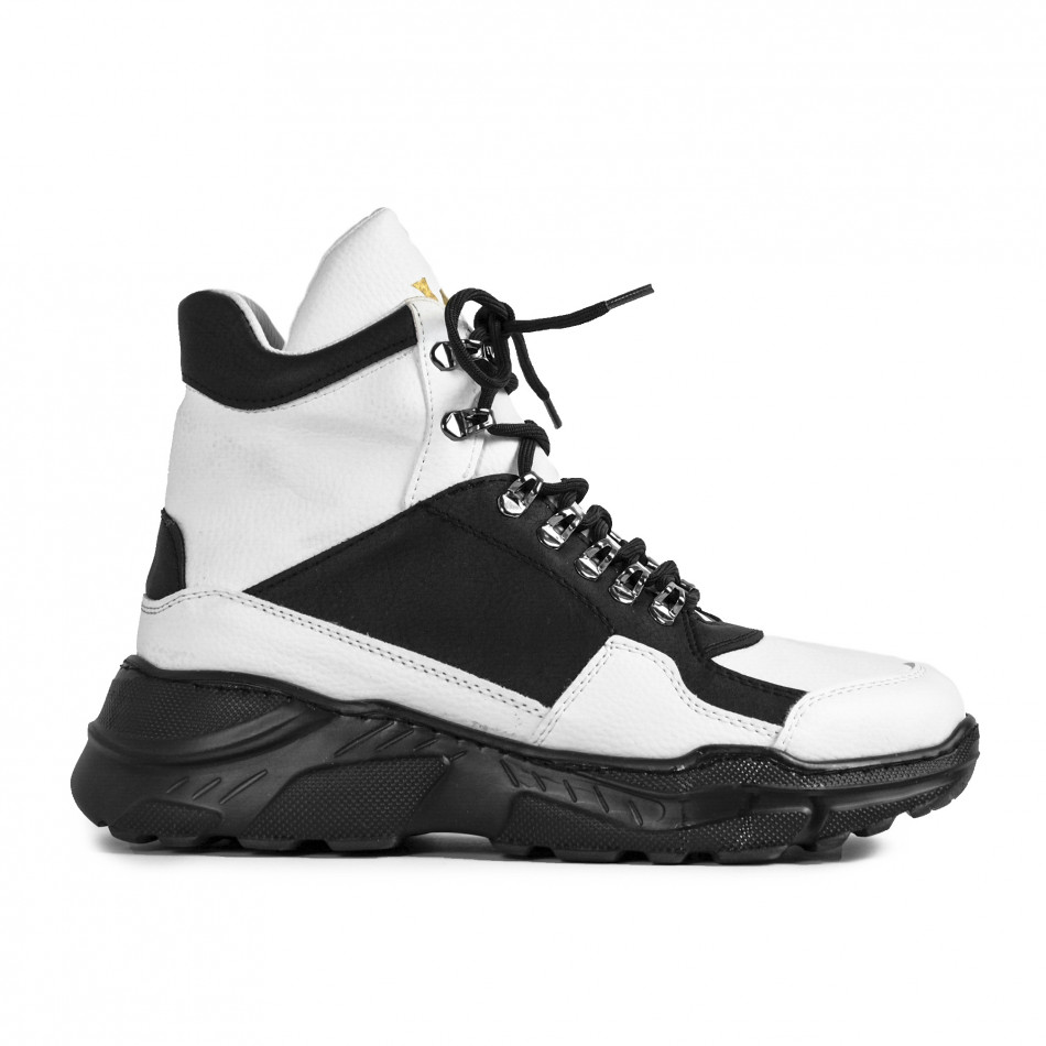 Ανδρικά ψηλά sneakers σε μαύρo και λευκό