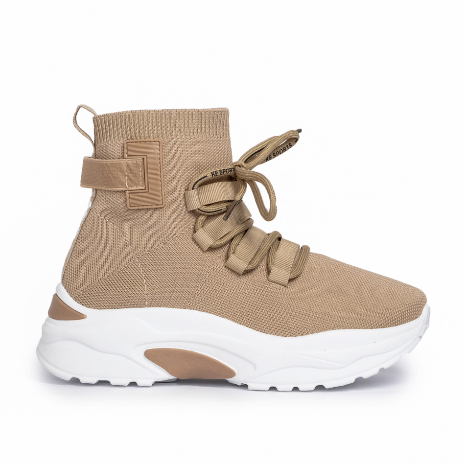 Γυναικεία χακι ψηλά sneakers κάλτσα