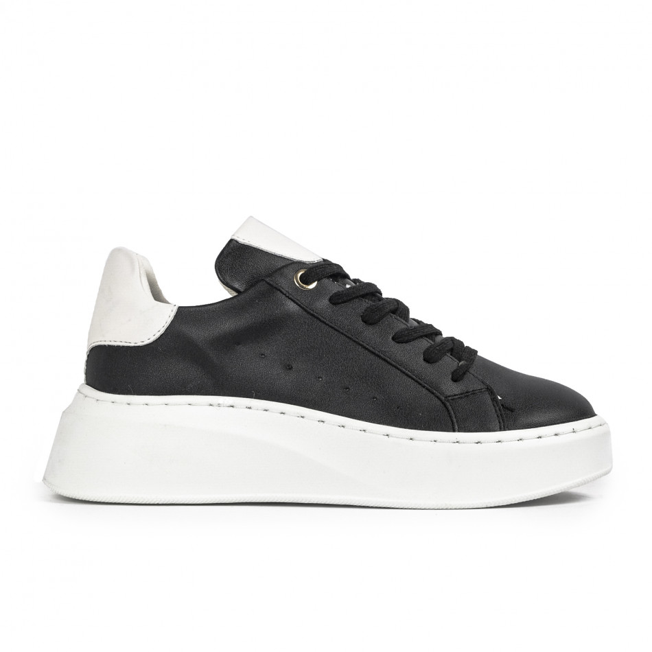 Γυναικεία μαύρα sneakers με πλατφορμα FM