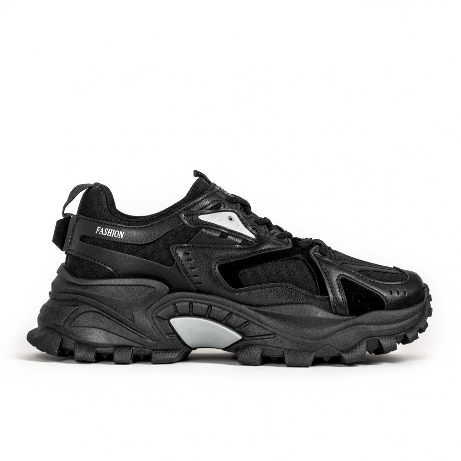 Ανδρικά μαύρα sneakers Chunky με δίχτυ