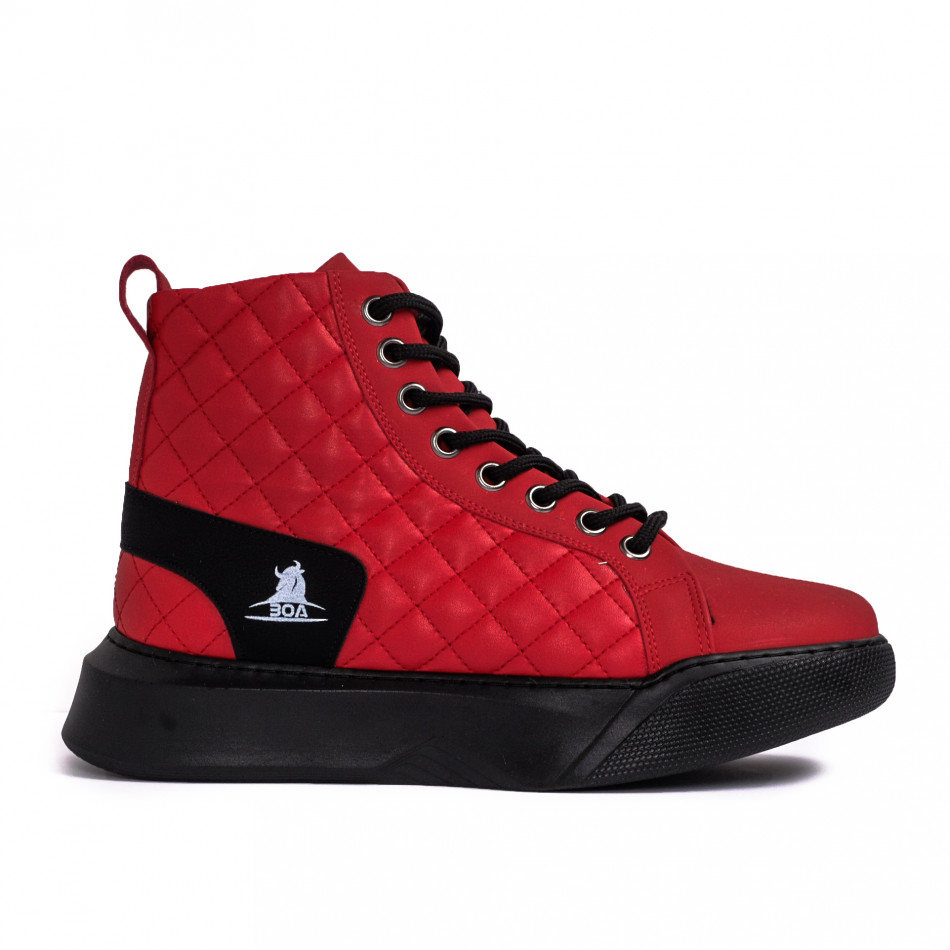 Ανδρικά κόκκινα ψηλά sneakers με καπιτονέ