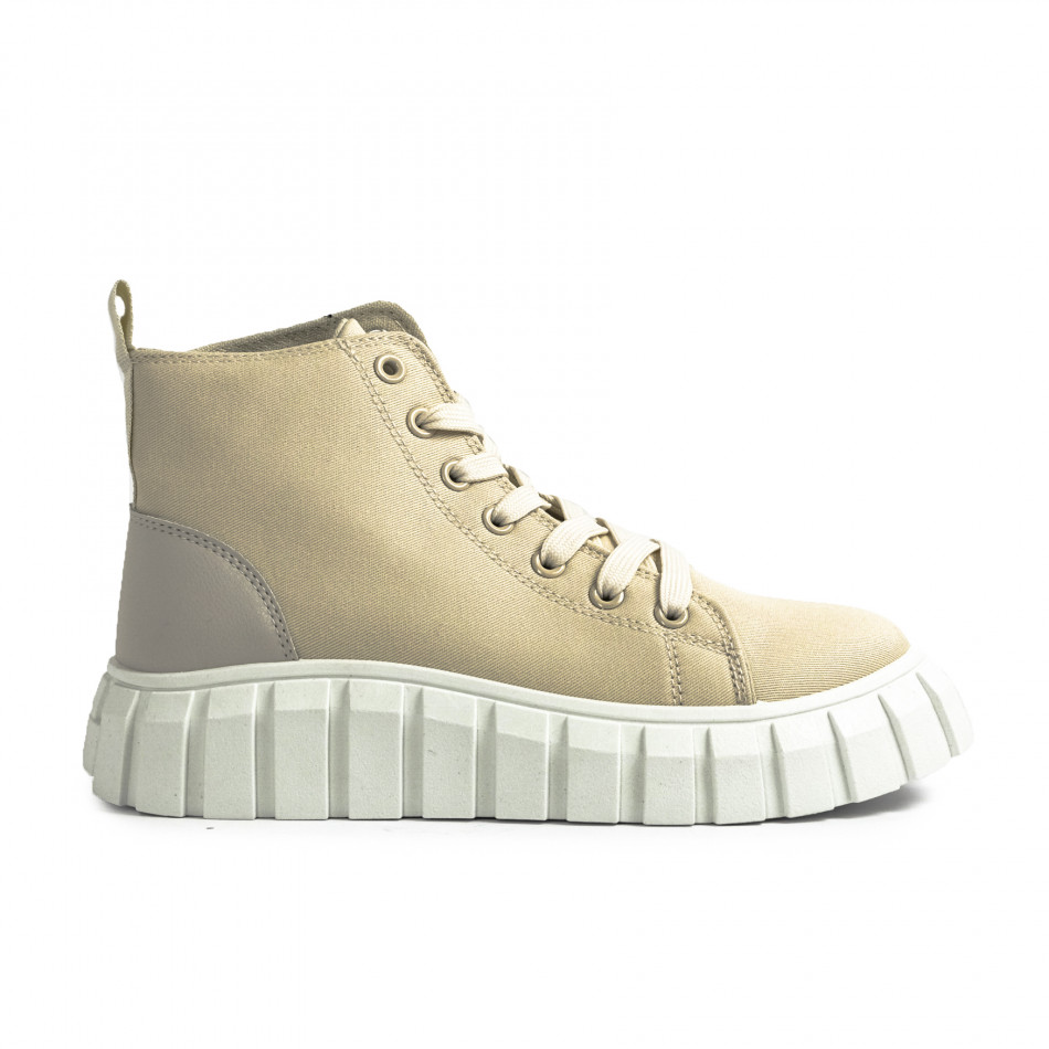 Γυναικεία μπεζ ψηλά sneakers