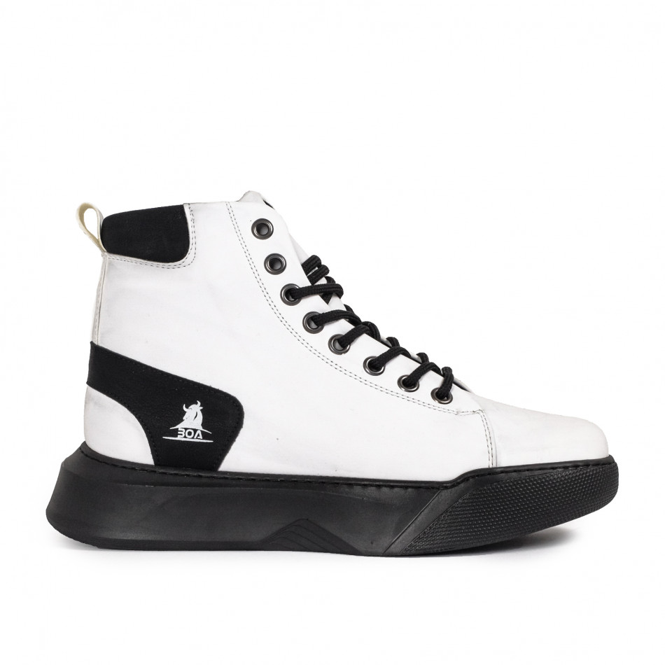 Ανδρικά λευκά ψηλά sneakers Boa