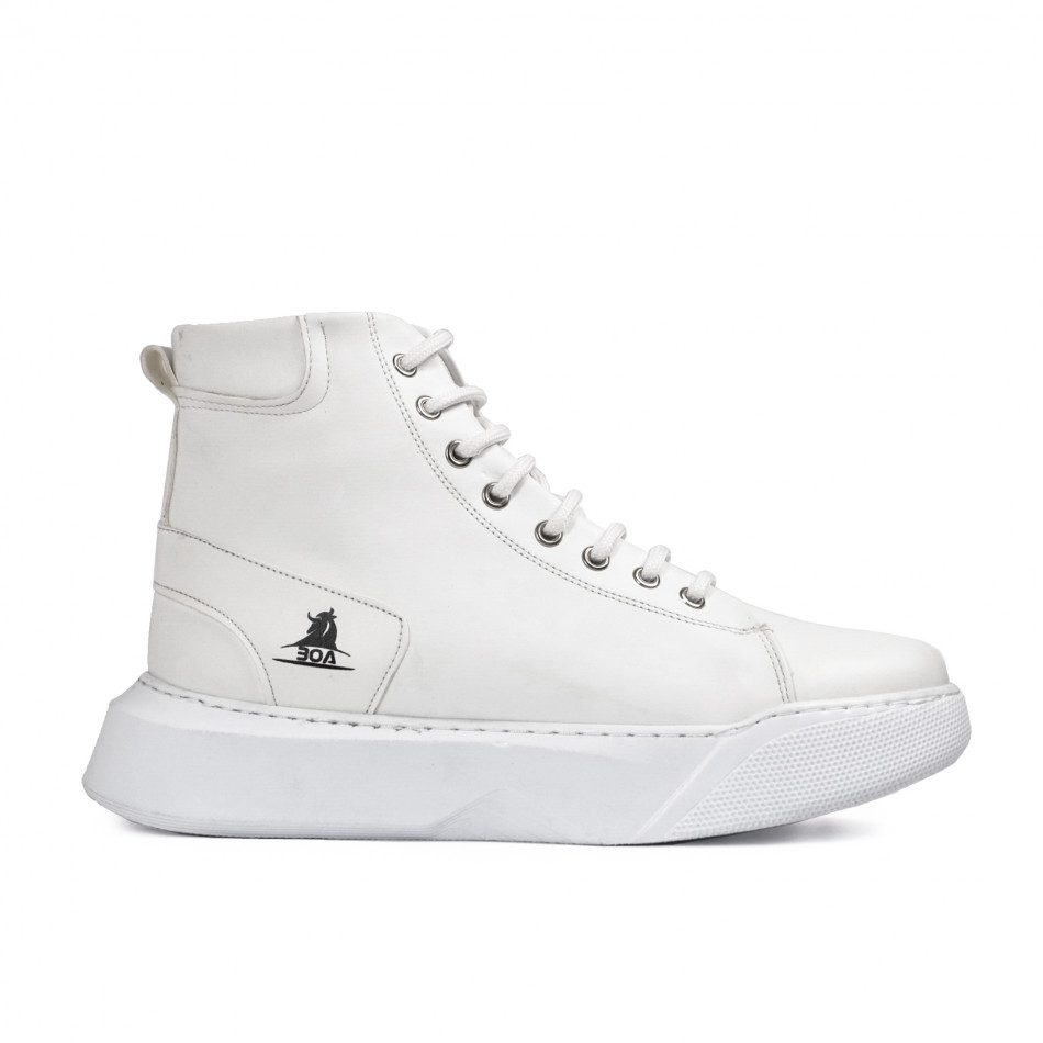 Ανδρικά λευκά ψηλά sneakers Boa 0155