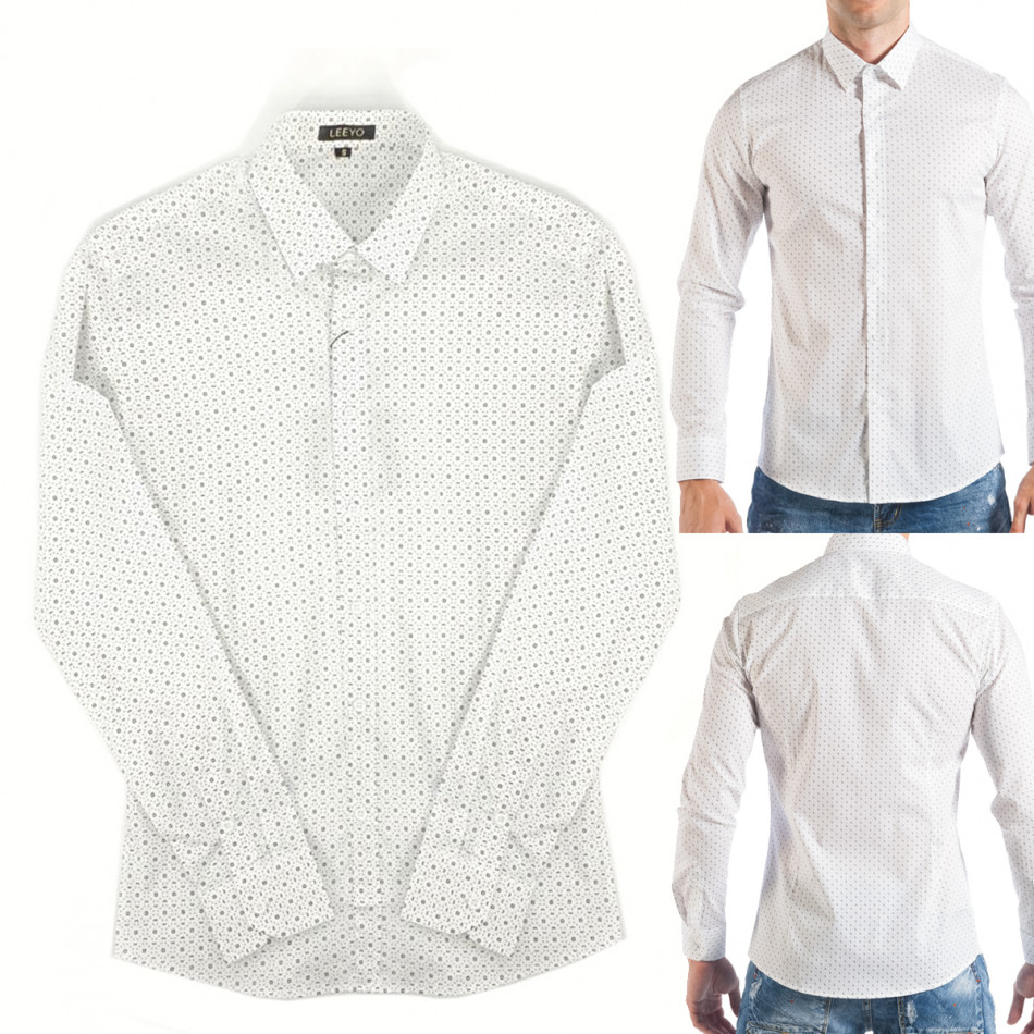 Ανδρικό λευκό πουκάμισο Leeyo 95166