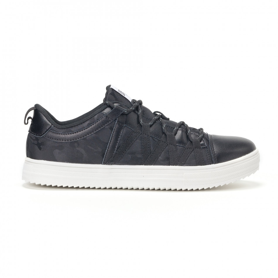 Ανδρικά μαύρα sneakers παραλλαγής με κορδόνια