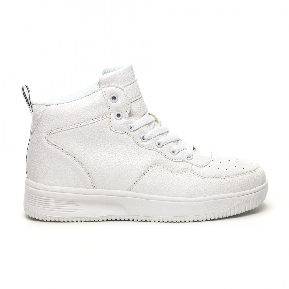 Ανδρικά ψηλά λευκά sneakers με Shagreen design