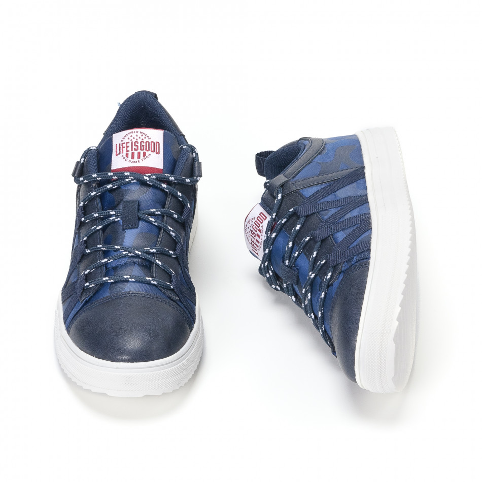 Ανδρικά μπλε sneakers παραλλαγής με κορδόνια