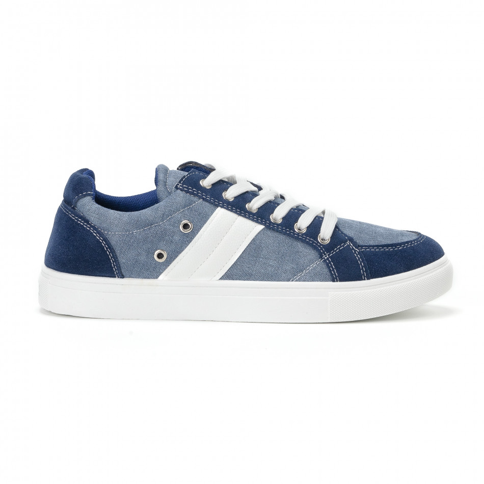 Ανδρικά μπλε sneakers από τζιν ύφασμα
