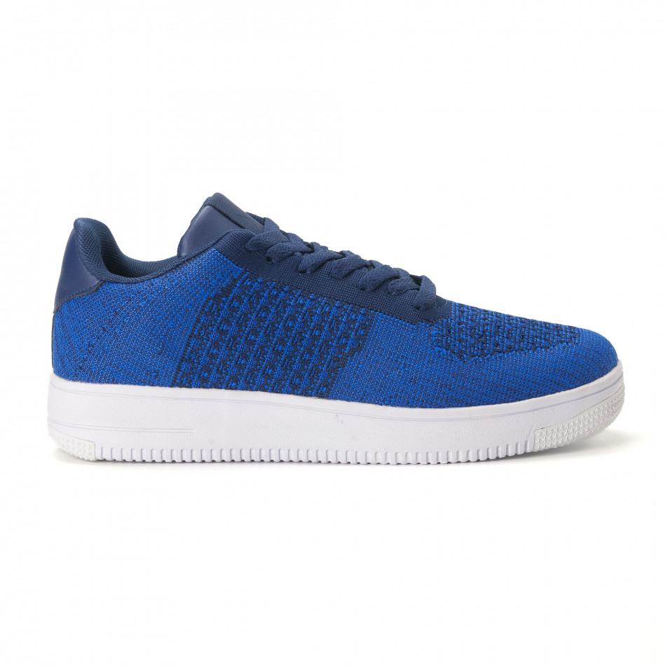 Ανδρικά μπλε sneakers από πλεκτό ύφασμα