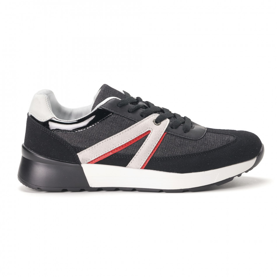 Ανδρικά μαύρα sneakers από συνδυασμό υφασμάτων