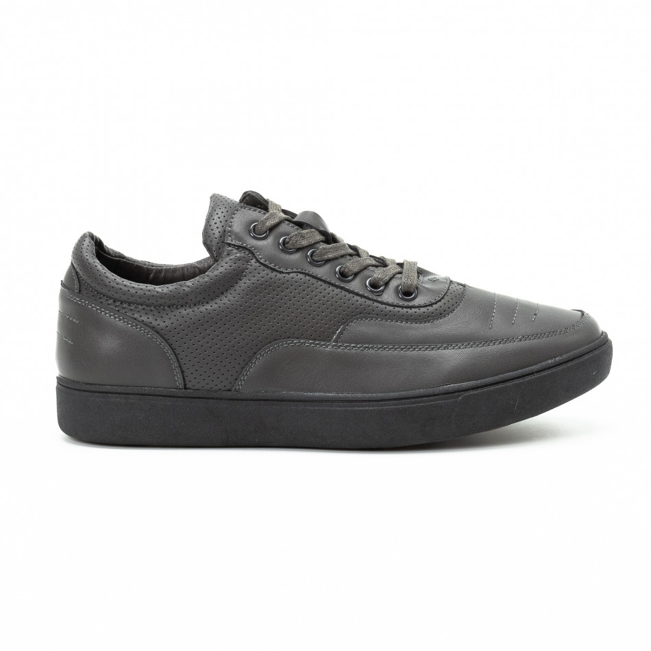 Ανδρικά γκρι sneakers με διακοσμητικές τρύπες