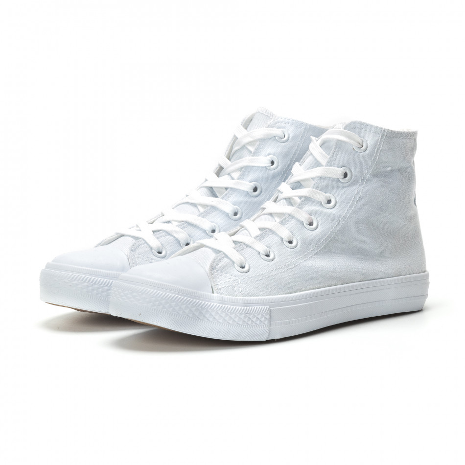 Ανδρικά λευκά ψηλά sneakers κλασικό μοντέλο