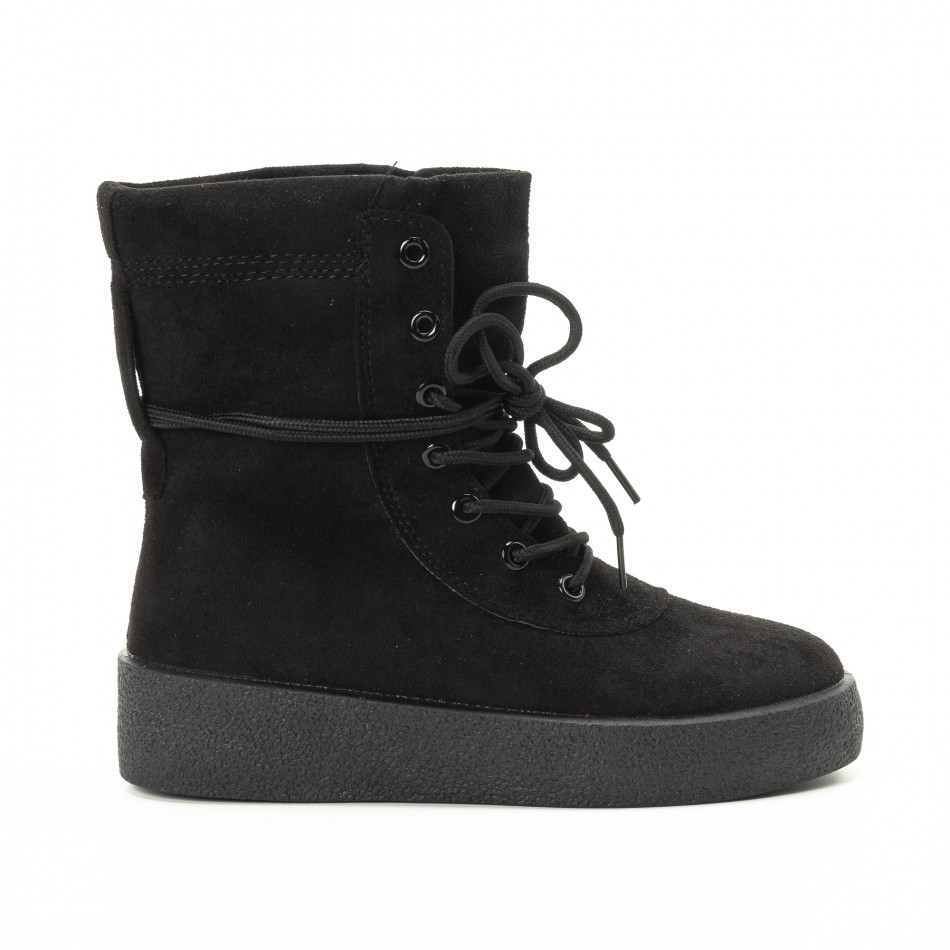 Basic γυναικεία ψηλά μαύρα sneakers