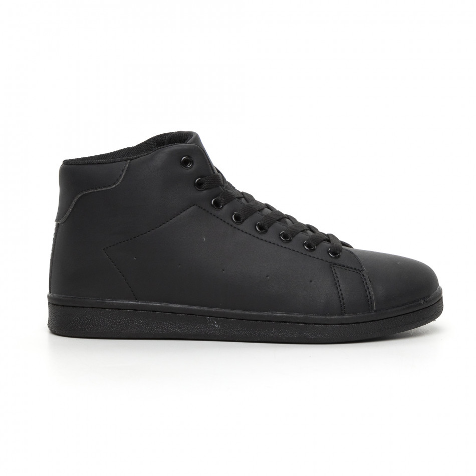 Ανδρικά μαύρα ματ ψηλά sneakers Basic