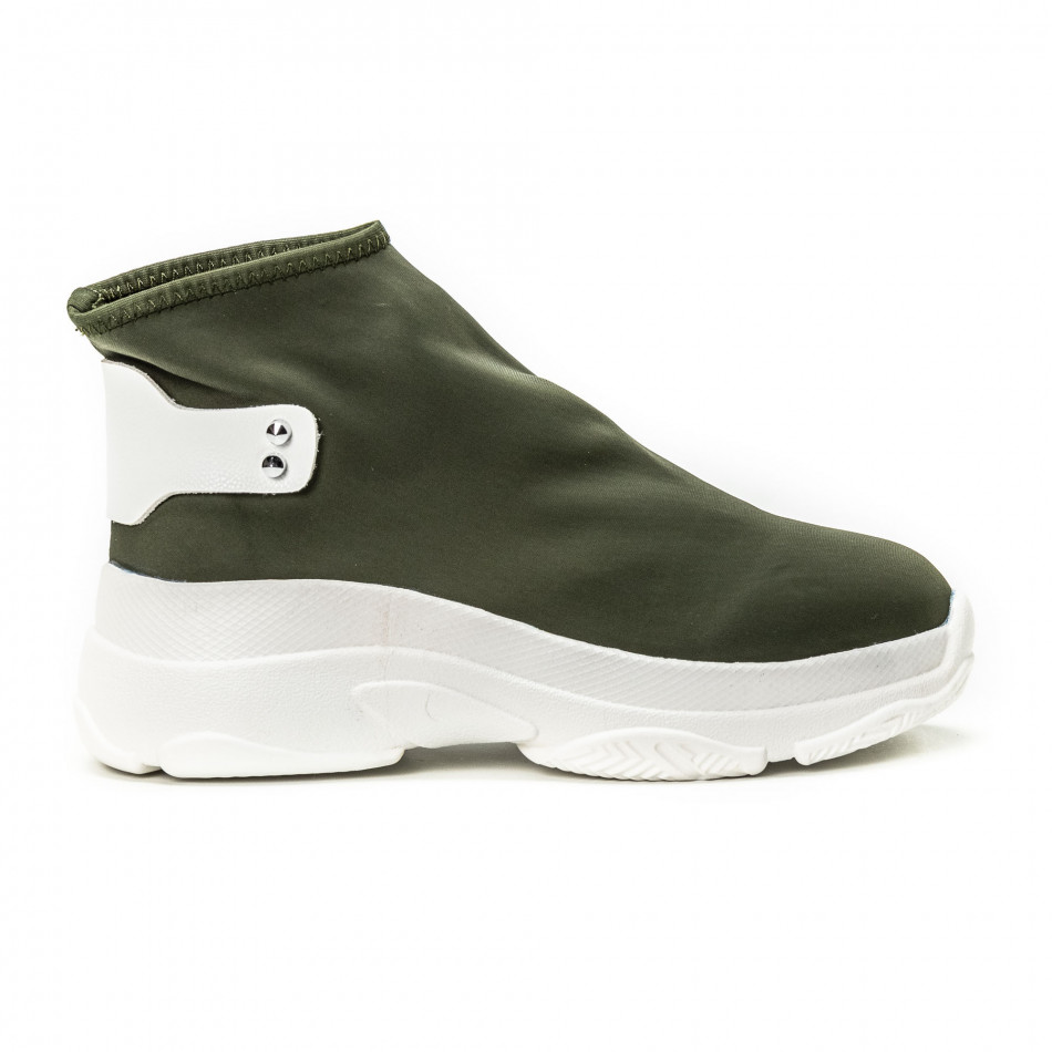 Γυναικεία πράσινα sneakers χωρίς κορδόνια