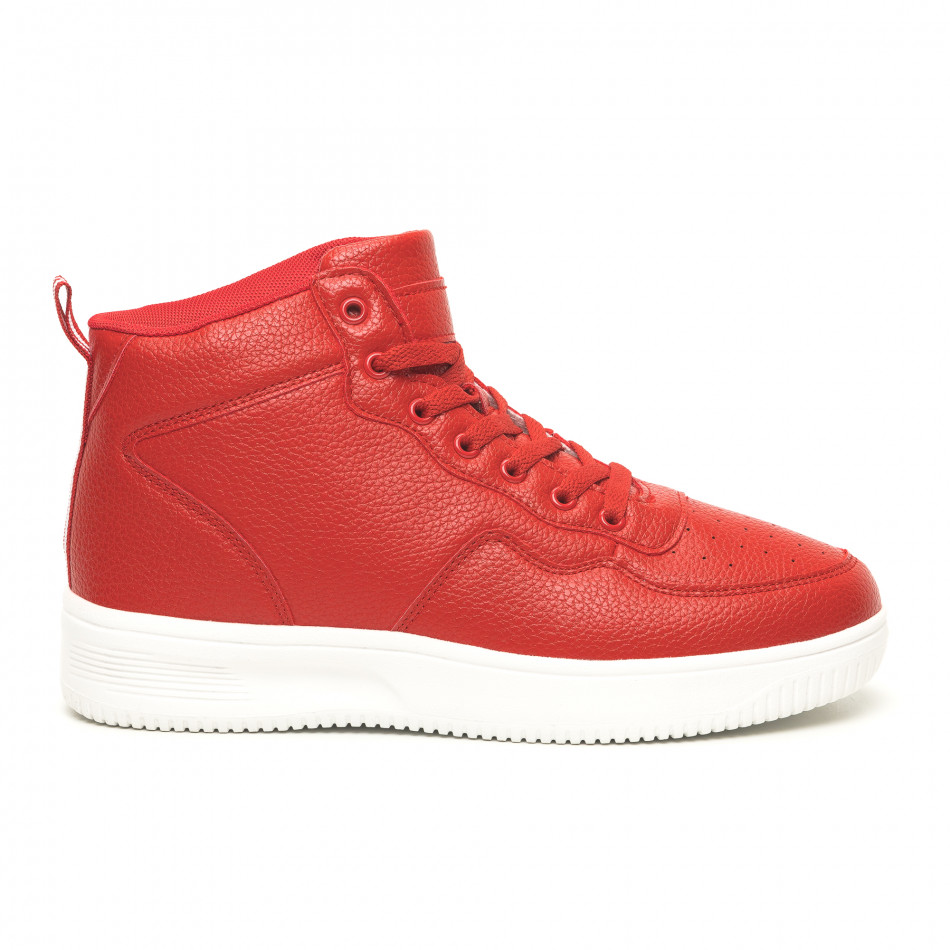 Ανδρικά ψηλά κόκκινα sneakers με Shagreen design