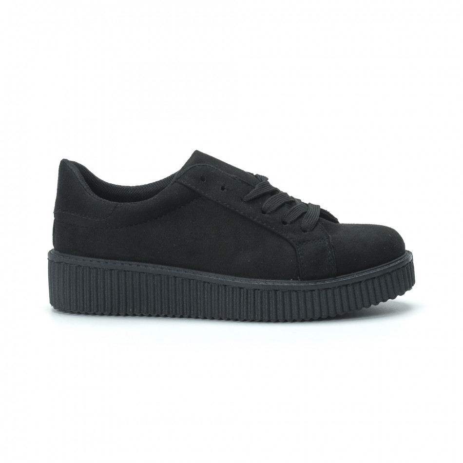 Γυναικεία μαύρα sneakers από οικολογικό σουέτ